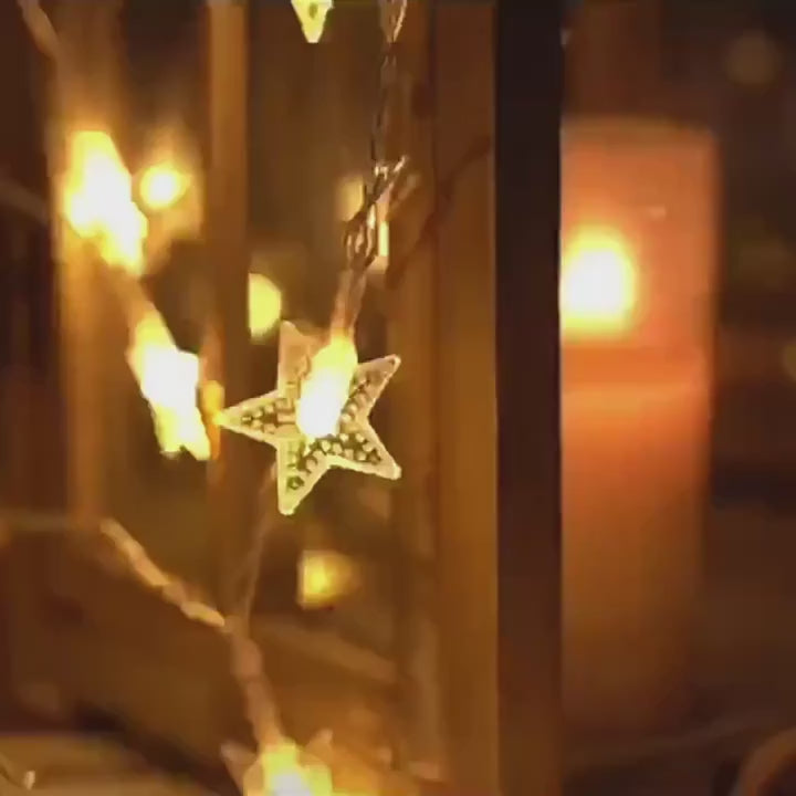 Warm White Crystal Star Sensory Fairy Lights (10ft / 20 Stars)