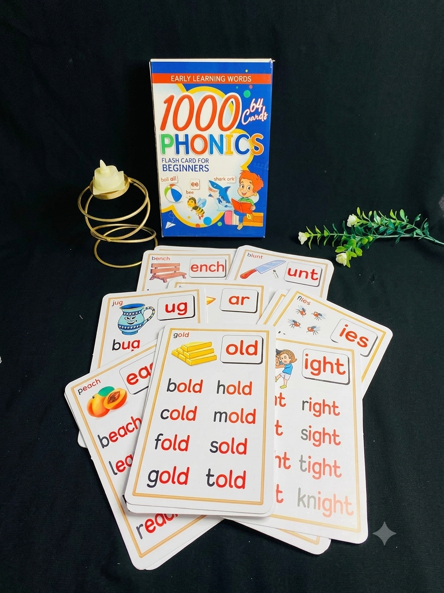 1000 Phonics Flash Cards for Beginners (64 Double-Sided Jumbo Cards)