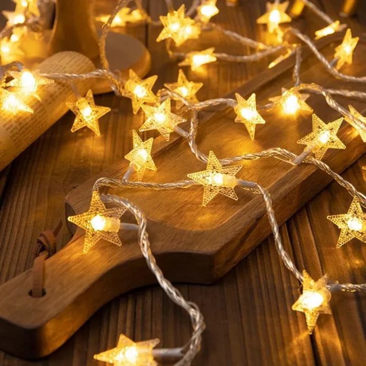 Warm White Crystal Star Sensory Fairy Lights (10ft / 20 Stars)