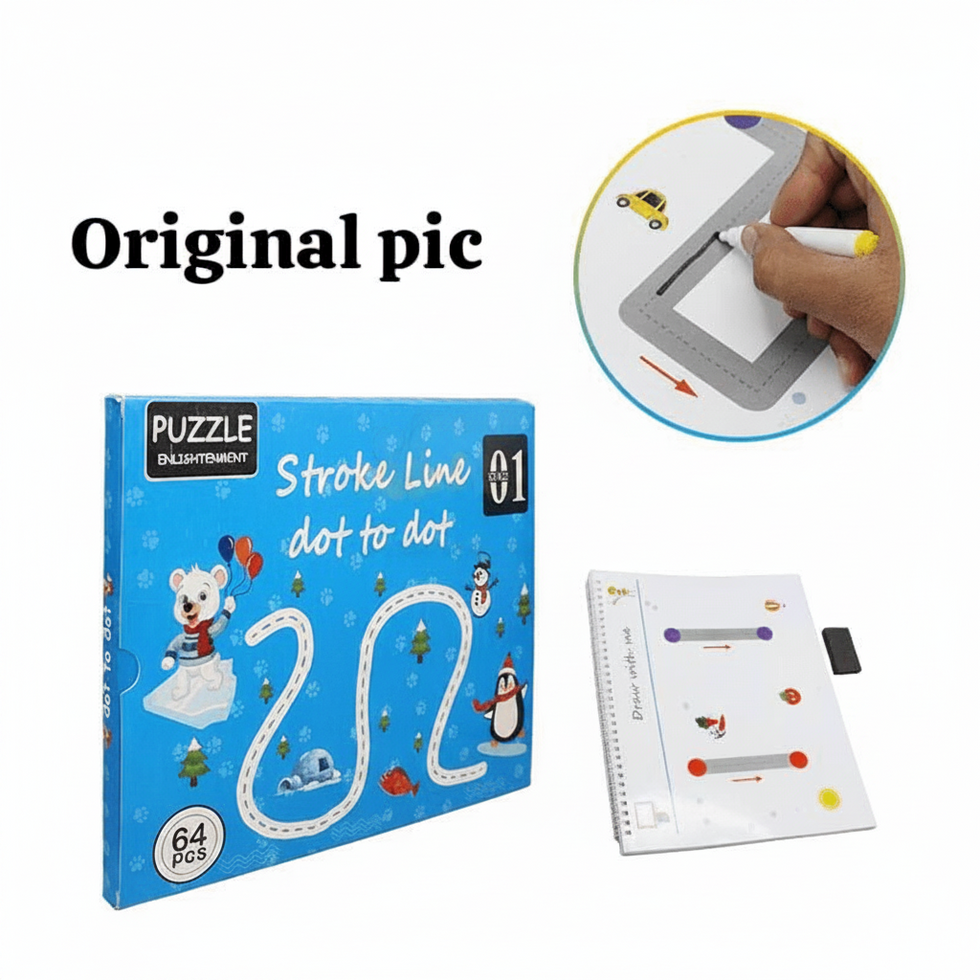 Stroke Line: Dot to dot Drawing & Writing Practice Book 64 Pages