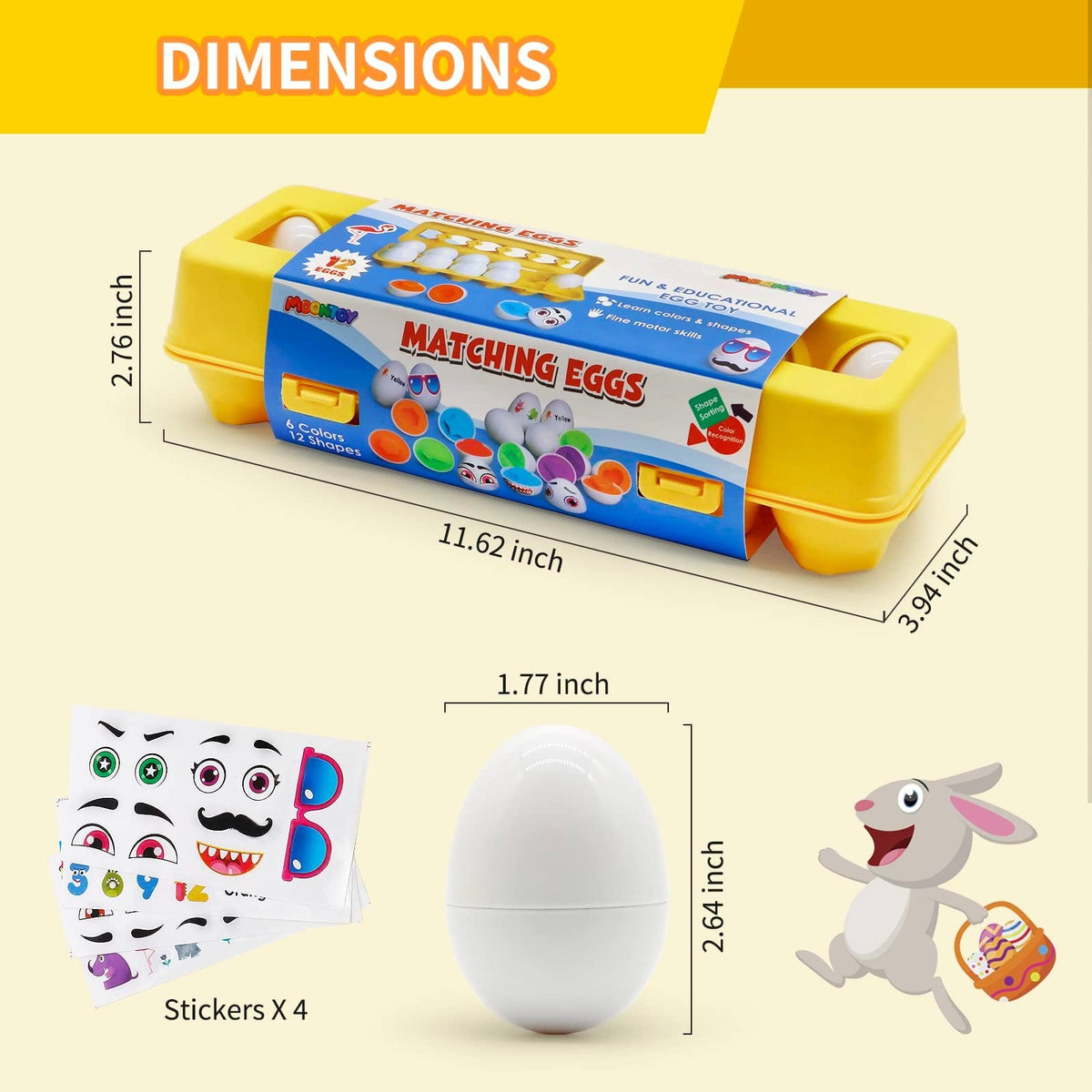 12-Piece Color & Shape Matching Eggs Set