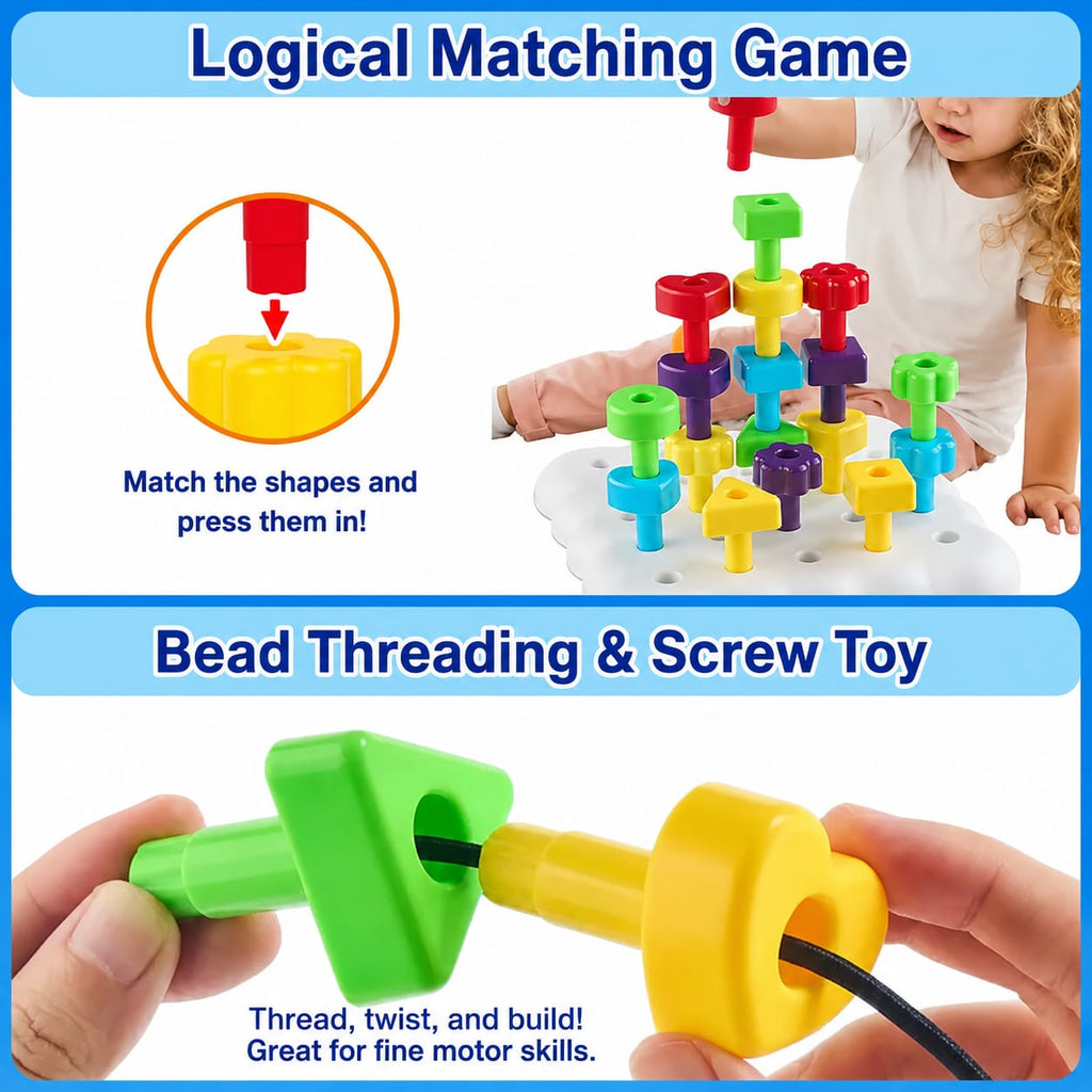 Peg stacking board game (26 pieces with lacing)