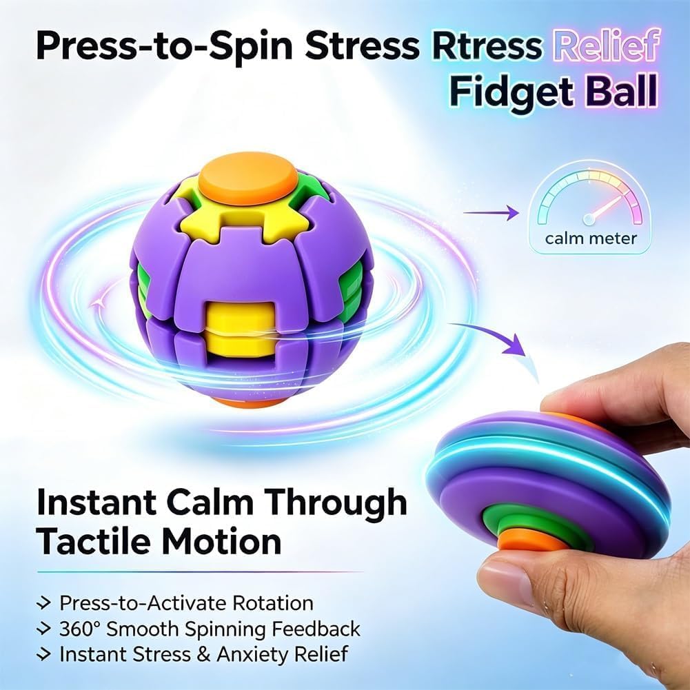 Spinning Fidget Ball – Tactile Stress Relief & Focus Toy