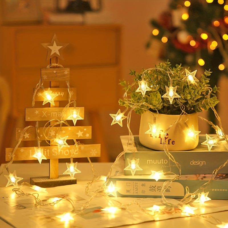 Warm White Crystal Star Sensory Fairy Lights (10ft / 20 Stars)