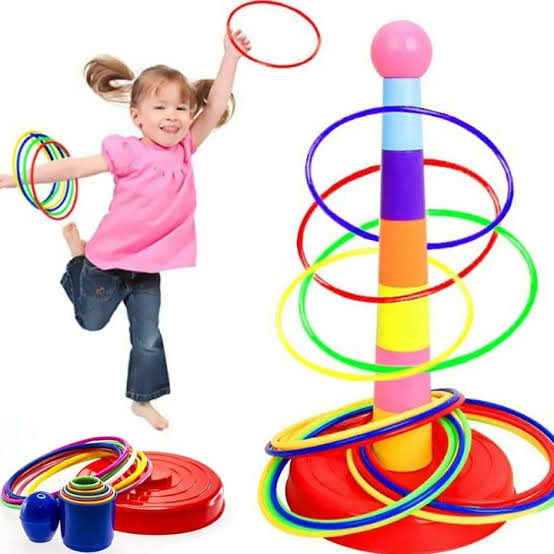2-in-1 Rainbow Stacking Tower & Ring Toss
