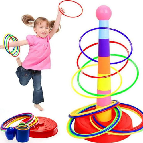 2-in-1 Rainbow Stacking Tower & Ring Toss