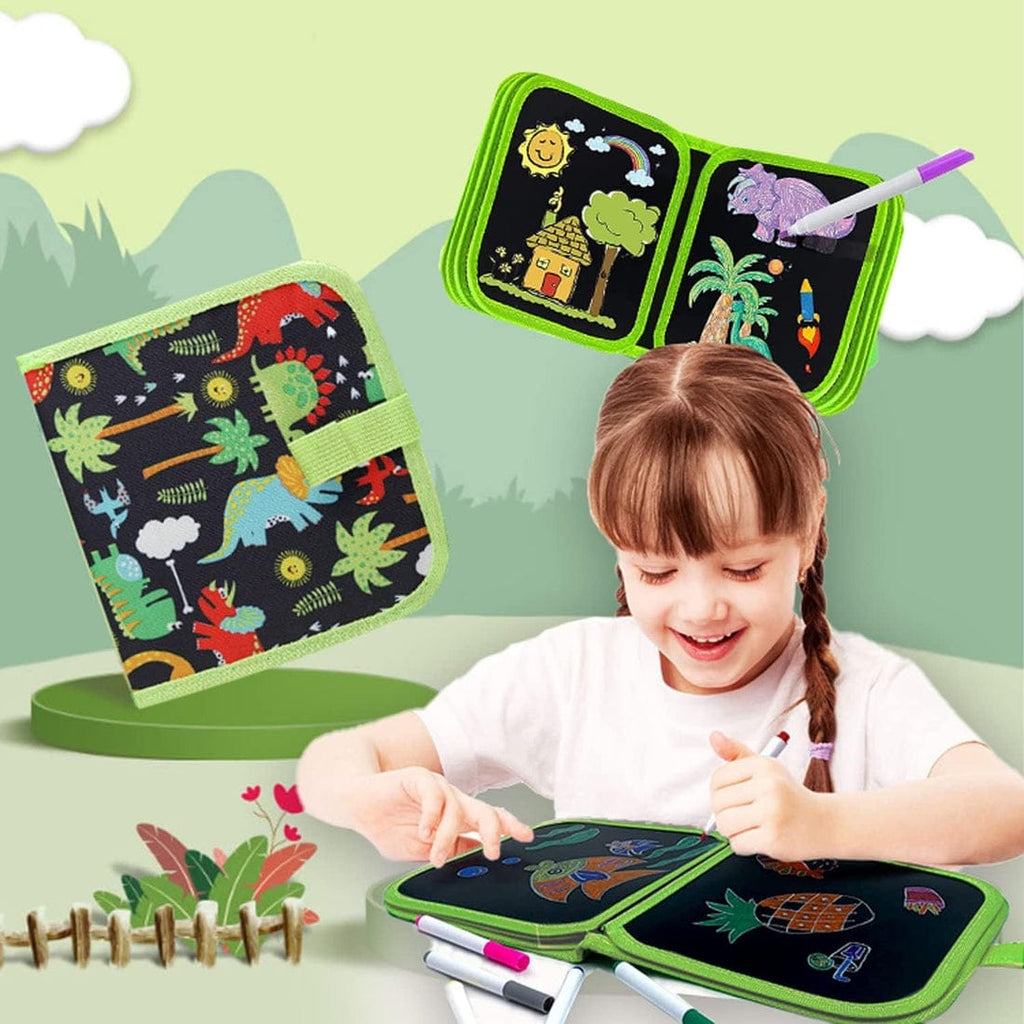 Erasable waterproof doodle activity with 3 markers