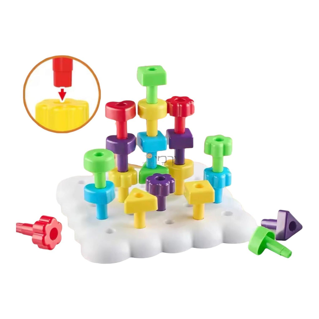 Peg stacking board game (26 pieces with lacing)