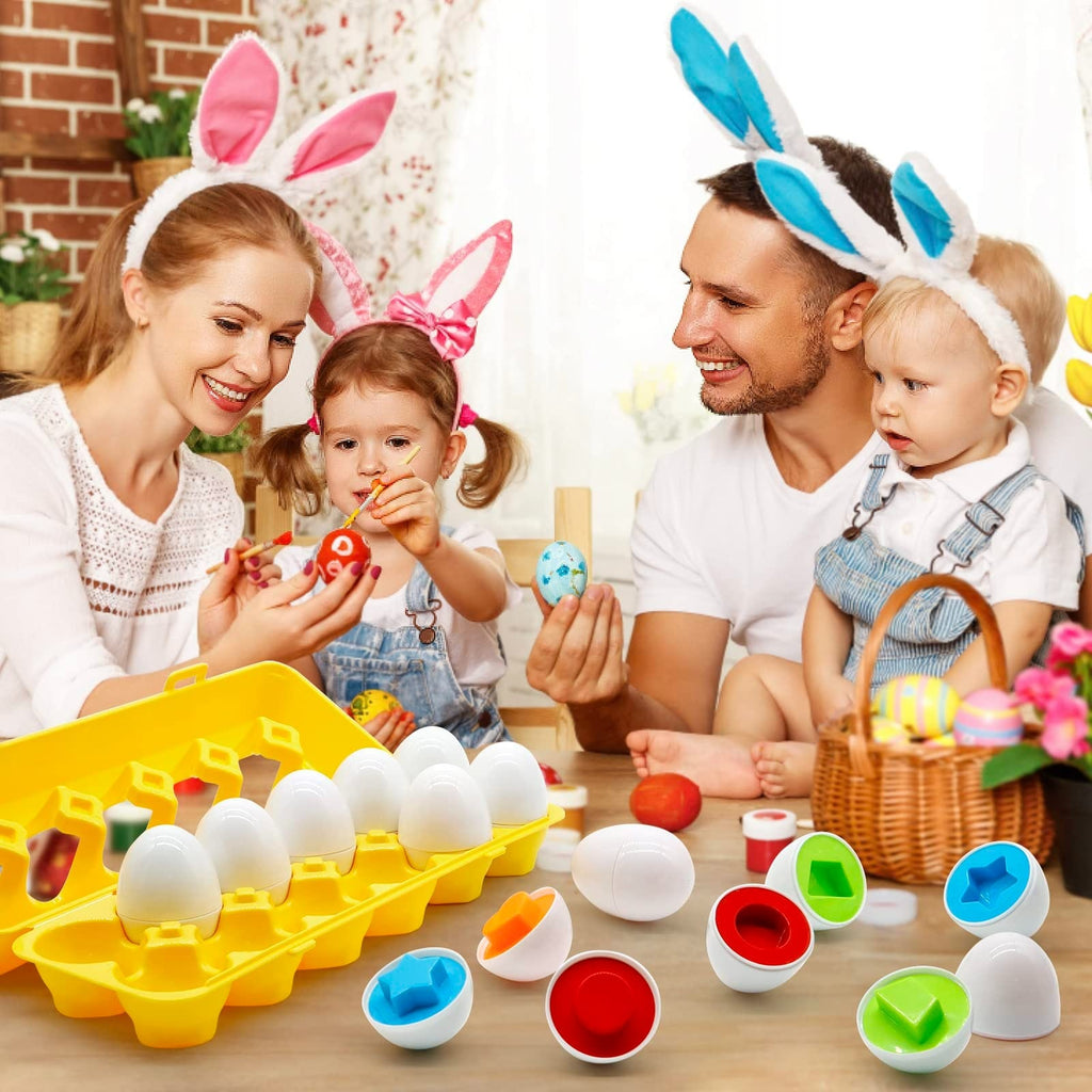 12-Piece Color & Shape Matching Eggs Set