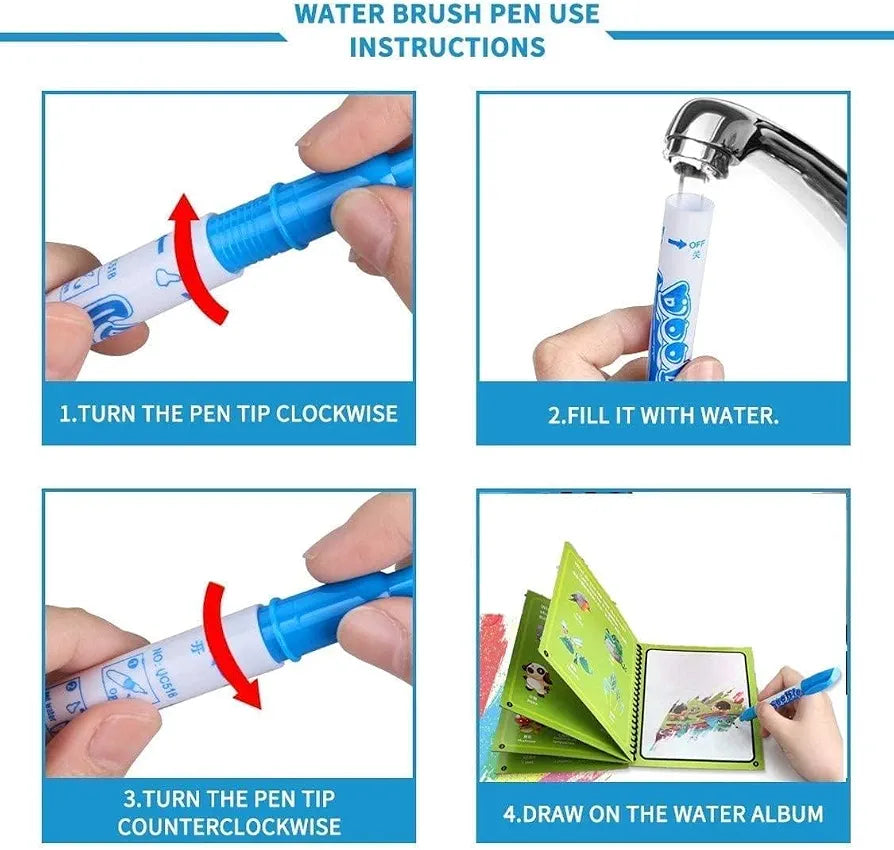 Reusable Magic Water Coloring Book (Mess-Free Painting)