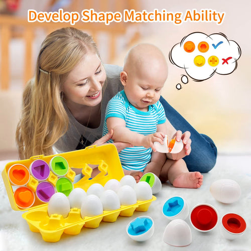 12-Piece Color & Shape Matching Eggs Set