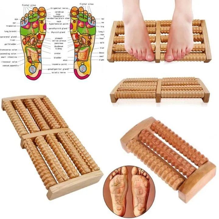 Dual Wooden Foot Massager Roller
