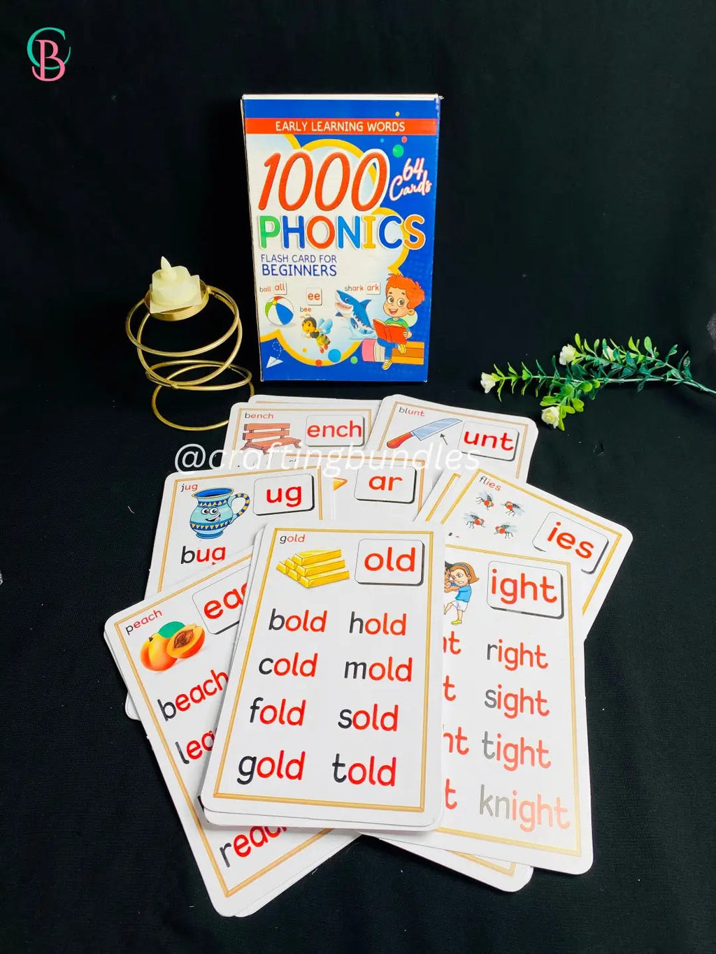 1000 Phonics Flash Cards for Beginners (64 Double-Sided Jumbo Cards)